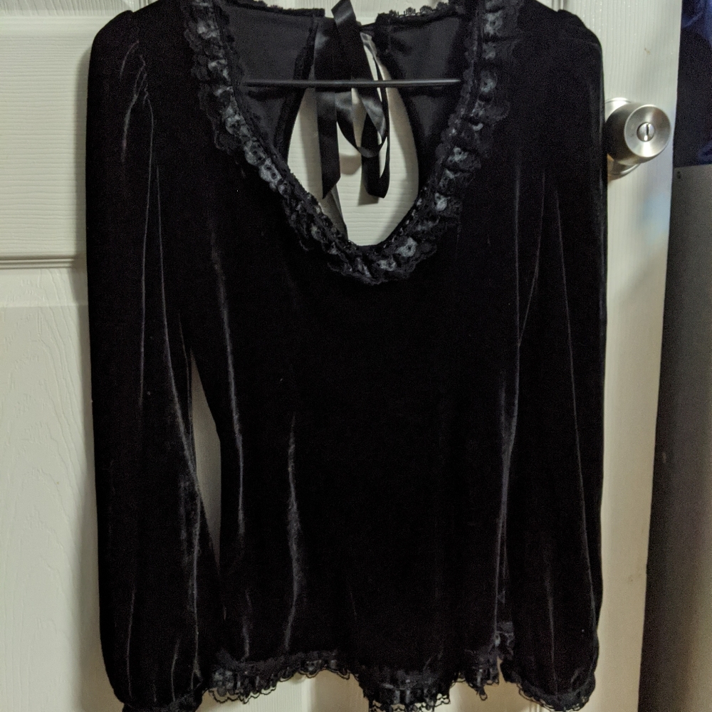 Phaze Black Velvet Gothic Shirt
